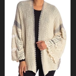 Do Everything In Love Open Front Bell Sleeve Cardi Ivory Mixed Stitch OSFM NWT